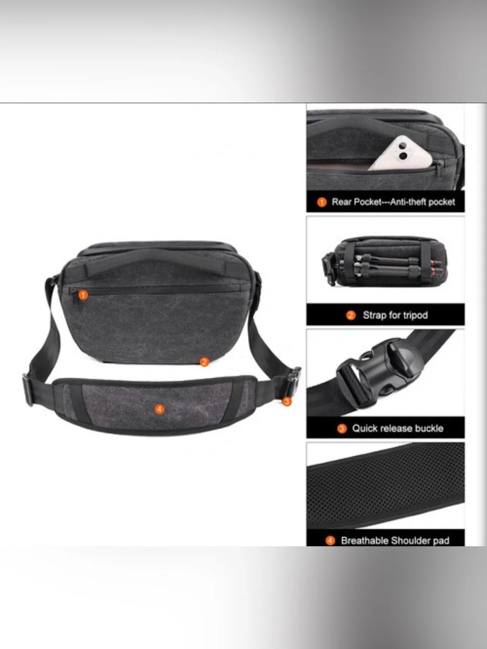 TULLIO Camera Bag Crossbody - 6L Waterproof Sling Bag for Photographers